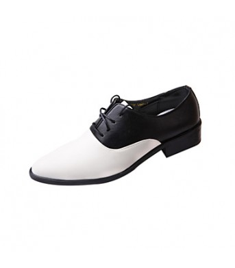 Men's Shoes Leather Wedding / Party & Evening Oxfords Wedding / Party & Evening Flat Heel Lace-up Black / White  